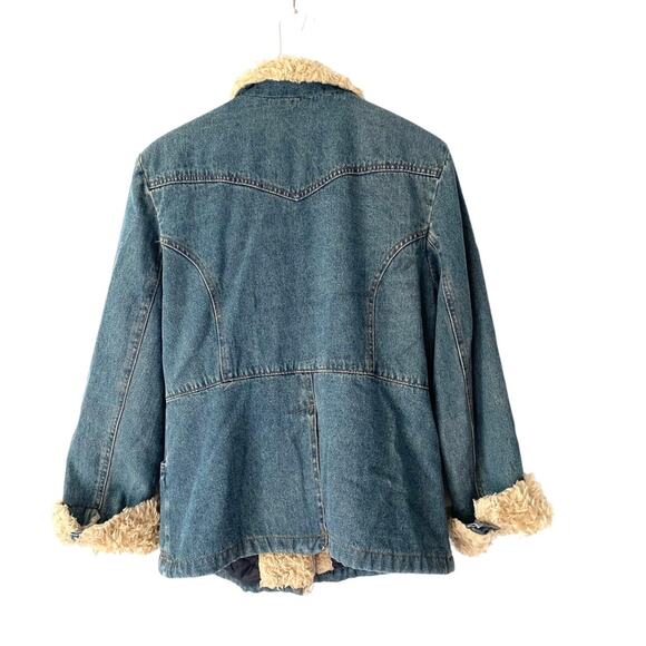 Esprit Penny Lane Denim Sherpa Trim Jean Coat Jacket size large quilted - Picture 6 of 10